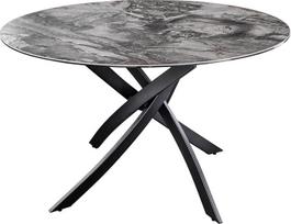 "Riess Ambiente Alpine" apvalus valgomojo stalas 120 cm Taupe keramika juodas metalinis rėmas 6 žmonės