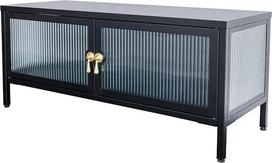 "Riess Ambiente Amsterdam" šiuolaikinė televizoriaus spintelė 90 cm, juoda, auksinė, briaunota, stiklinė, metalinė, metalinė vitrina TV spintelė televizoriui, tinkanti jūsų svetainei ar miegamajam