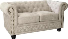"Riess Ambiente Chesterfield" 2 vietų sofa 150 cm Velvet Champagne Beige 2 vietų sofa su sagų dygsniais ir spyruokliniu branduoliu Minkšta sofa Velvet Sofa Velvet Sofa Velvet Couch