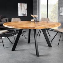 "Riess Ambiente Iron Craft" kietas valgomojo stalas, 140 cm, natūralus, apvalus, mango mediena, metalas, pramoninis dizainas