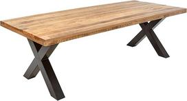 "Riess Ambiente" "Iron Craft" valgomojo stalas, 240 cm, mango mediena, pramoninis dizainas, X formos kojos, virtuvės stalas, konferencijų stalas