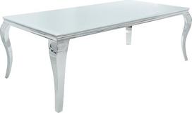 "Riess Ambiente" elegantiško dizaino valgomojo stalas Modernus barokas 200 cm baltas nerūdijančio plieno opalinio stiklo stalviršis Konferencijų stalas