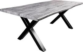 "Riess Ambiente" pramoninis valgomojo stalas "Wild" - 200 cm - pilka plauta juoda spalva - laukinio ąžuolo dizainas - konferencijų stalas su X rėmu