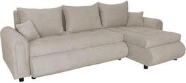 "Romeo" kampinė sofa su miego funkcija ir lovos dėže, sofa su 3 sėdimomis vietomis ir tvirtu užvalkalu, L formos sofa-lova, moderni sofa, 143 x 232 x 80 cm (pagrindinis audinys, smėlio spalvos)