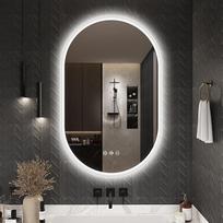 "S'bagno" apšviestas vonios kambario veidrodis su LED žibintais 500 x 800 mm ovalus sieninis veidrodis "Bluetooth" veidrodis LED vonios kambario veidrodis su jutikliniu jungikliu, nuėmimo funkcija ir apšvietimu IP44 atsparus vandeniui