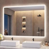 "S'bagno" LED apšviečiamas vonios veidrodis, 100 x 70 cm, IP44, vonios veidrodis su apšvietimu, apsauga nuo rūko, užtamsinimas, spalvos keitimas, "Bluetooth" garsiakalbis, horizontalus/vertikalus