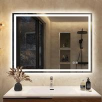"S'bagno" vonios veidrodis su LED apšvietimu, 800 x 600 mm, LED vonios veidrodis su nuėmimo padu, 3000K-6500K, pritemdomas, sustiprintas stiklas, IP44 LED vonios veidrodis su atmintimi, vertikalus arba horizontalus
