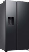"Samsung RS80F66KBFEF" šaldytuvas-šaldiklis "Side-by-Side", AI šaldytuvas su šaldikliu, 178 cm, 634 l, ledo ir vandens dozatorius su fiksuota vandens jungtimi, AI valdymas balsu ir energijos vartojimo režimas, juodas plienas