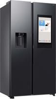 "Samsung RS90F66BEFEF" šaldytuvas-šaldiklis "Side-by-Side", AI šaldytuvas su šaldikliu, 178 cm, 614 l, ledo/vandens dozatorius su vandens jungtimi, "Family Hub", "AI Energy" ir valdymas balsu, juodas plienas