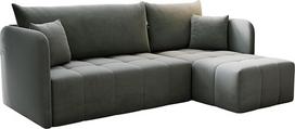 "Santo" kampinė sofa su miego funkcija, sofa-lova su lovos dėže, sofa, gyvenamasis kraštovaizdis, patogi sėdynė, veliūrinis audinys su dekoratyviniu dygsniavimu, dešinė - "Monolith 84" (pilka)