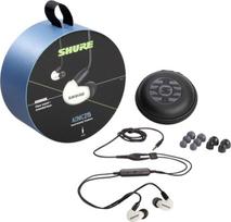 "Shure AONIC 215" laidinės garsą izoliuojančios ausinės, skaidrus garsas, vienas garsiakalbis, į ausis, nuimamas laidas, kokybiškos ir patvarios, suderinamos su "Apple" ir "Android" įrenginiais - baltos spalvos