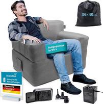 "Skandika Easy Air Premium" vienvietė oro sofa, pripučiama sofa 1 asmeniui, su elektriniu siurbliu, USB-C įkrovimo kabeliu, 200 kg keliamoji galia, krepšys, oro sofa, kėdė, stovyklavietė, balkonas, terasa, lauko erdvė