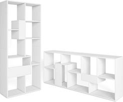 "Skraut Home" knygų spinta, biblioteka, knygų lentyna, knygų lentyna, 162 x 67 x 31 cm, saugykla, modernus stilius, balta