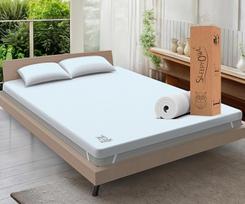 "Sleepy Owl" 7 cm "Memory Foam" čiužinio viršutinis sluoksnis 140 x 200 cm, gelis, ortopediniai čiužinio užvalkalai, nuimami ir skalbiami užtrauktukai su užtrauktukais, neslystantis pagrindas, 4 kampiniai dirželiai (140 x 200, 7 cm)