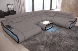"Sofa Dreams XXL Living Landscape Concept" su LED apšvietimu, "Ottoman/Microfibre/Orientation Selectable" (Ottoman Left, juoda/šviesiai pilka)