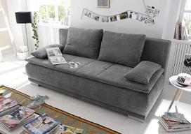 "Stella Trading LUIGI" patogi sofa-lova su lovos dėže, medžiaginis užvalkalas, tamsiai pilka spalva - sulankstoma sofa su miego funkcija ir tvirtai susiūtu putų minkštasuoliu - 211 x 93 x 103 cm (plotis x aukštis x gylis)