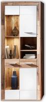 "Stella Trading Texas" "Yaki" ąžuolo išvaizdos, matinės baltos spalvos vitrina - moderni stiklinė vitrina su LED apšvietimu - 81 x 202 x 38 cm (plotis x aukštis x gylis)