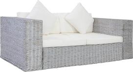 "Tidyard" 2 sėdimų vietų sofa su minkštasuoliais iš pilkos spalvos natūralaus rotango