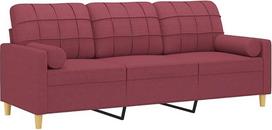 "Tidyard" 3 vietų sofa su dekoratyvine pagalvėle, sofa-lova, sofa-lova, kušetė, svečių lova, sofa-lova, sofa-lova, minkšta sofa, svetainės sofa, 198 x 77 x 80 cm (plotis x gylis x aukštis), audinys, metalas, vyno raudona