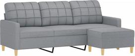 "Tidyard" 3 vietų sofa su taburete, fotelis, svečių sofa, kušetė, 3 vietų sofa, medžiaginė sofa, minkšta sofa, svetainės sofa, sofa lova, svečių lova, miegamoji sofa, 198 x 77 x 80 cm (plotis x gylis x aukštis), šviesiai pilka
