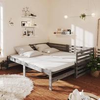 "Tidyard" dieninė lova Išskleidžiama sofa lova Sofa lova Sofa sofa lovos rėmas Viengulė lova Pilka pušies masyvo mediena 2 x (90 x 200) cm