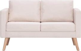 "Tidyard" dvivietė sofa su sėdimąja pagalve, minkšta sofa, 116 x 70 x 73 cm, svetainės sofa, biuro sofa-lova, poilsio kambarys, sofa-lova, medinis rėmas ir audinys, kreminės baltos spalvos