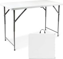 "Todeco" reguliuojamo aukščio stovyklavimo stalas, stačiakampis sodo stalas su rankena, 120 x 60 x 76 cm, platus alaus palapinės stalas, skirtas stovyklavimui, griliui, vakarėliui, švediškam stalui, vestuvėms, baltas