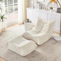 "togo" sofa, kėdė su miego funkcija, sofa-lovos išskleidžiamoji kėdė su atlošu ir kojų atrama, tinginio sofa, vidaus sėdynės pagalvėlė, sulankstoma meditacijos kėdė, tinkama miegamajam, svetainei (smėlio spalvos)
