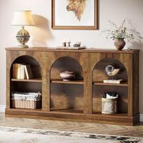 "Tribesigns Farmhouse Console Table", 160 cm ilgio prieškambario stalas su 3 pakopų laikymo vieta, medinis stačiakampis sofos stalas už sofos prieškambaryje, prieškambaryje, svetainėje, rudos spalvos