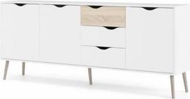 "Tvilum Oslo" stalviršis, medžio kompozitas, baltos/ ąžuolo konstrukcijos, 3 stalčiai + 3 durys