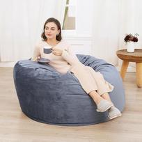 "Velvet Bean Bag XXL", 120 x 120 x 70 cm, minkštas pūkuotas pliušinių pupų maišas su aukščiausios kokybės užpildu, didelis pupų maišas poilsio akimirkoms svetainėje, miegamajame, žaidimų kėdėje ir tinginio krepšyje, pilkas