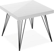 "Versa Denver" šoninis staliukas svetainei, miegamajam ar virtuvei, modernus žemas staliukas, 43 x 50 x 50 cm (V x D x Š), medis ir metalas, baltos spalvos