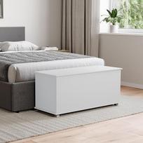 "Vida Designs Leon" sandėliavimo pufas Medinė skrynia su dangčiu Kėdė palangė Antklodės Patalynė Žaislų dėžė Kojinė balta