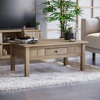 "Vida Designs Panama" kavos staliukas 1 stalčius Natūralus ąžuolo masyvas Rustic svetainės baldai