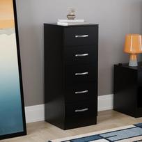 "Vida Designs" siaura 5 stalčių komoda "Tall Bedroom Storage Unit" stumdomi stalčiai Miegamojo baldai (juoda)