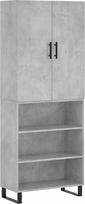 "vidaXL Highboard", stalviršis su daugybe vietos, gyvenamojo kambario spinta, knygų spinta su priedu, metalinės kojos, moderni, betoninė pilka medžio medžiaga
