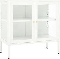 "vidaXL" stalviršis baltas 70 x 35 x 70 cm Plienas ir stiklas