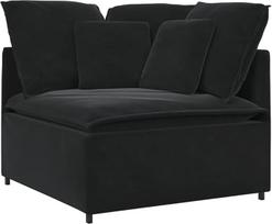 "vidaXLL" modulinė kampinė sofa su pagalvėle juoda 100 cm L formos aksominis metalinis rėmas 100 x 100 x 64 cm