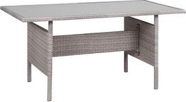 "Viterbo" sodo stalas su stikliniu stalviršiu "Polyrattan Grey" 145 x 80 cm lauko stalas