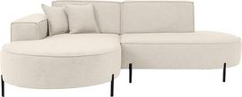 "WFL GROUP" 3 vietų "Loft" stiliaus "Scandi" dizaino kampinė sofa - L formos, kairysis kampas - aukštos metalinės kojelės - su dekoratyvine pagalvėle "Soft Boucle" - kreminė