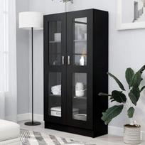 "Willood" vitrininė spinta Knygų spinta Kanceliarinė spinta Vitrina Knygų lentyna Sideboard Juoda 82,5 x 30,5 x 150 cm Medienos medžiaga