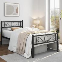 "Yaheetech" viengulės metalinės lovos rėmas Kaldinto geležies lovos rėmas 90 x 190 cm kaimiškas modernus stilius Elegantiškas galvūgalis Juoda apkrova 300 svarų