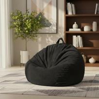 "ZhenLives" juodas velvetinis "Bean Bag" kėdė (3 pėdų be užpildymo), atspari vandeniui, saugykla ir konvertuojama sofa žaidimų kambariui, namų kino teatrui ir biurui, sunkiasvoris pūkuotas gultas vyrams