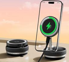 15 W belaidis įkroviklis, magnetinis "Maglock" telefono laikiklis, greitas įkrovimas, itin stiprus vakuuminis siurbimo puodelis, magnetinis, reguliuojamas ir sulankstomas 360 laipsnių kampu besisukantis "iPhone" laikiklis "Mag Safe