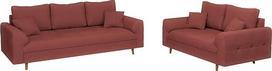 2 dalių rinkinys Sofa 3-vietė 2-vietė sofa Atspari įbrėžimams laisvai pastatoma medžio masyvo kojelėmis Ruda virvė Audinys Milo Terracotta