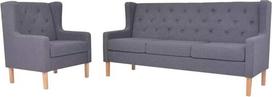 2 dalių sofos komplektas Audinys Pilka svetainės sofos komplektas Fotelis Kėdė Kanapė Lounge Sofa Minkštas sofos komplektas Gyvenamasis kambarys