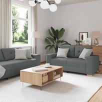 2 dalių sofos komplektas su pagalvėlėmis, tamsiai pilkos spalvos audinio sofa svetainė, moderni sofa biurui, miegamajam, butui, namams