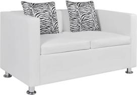 2 sėdimų vietų sofa su dviem pagalvėlėmis Gyvenamasis kambarys Sofa Porankis Sofa Sofa Sofa Lounge Sofa Sofa Komplektas Dirbtinė oda Balta