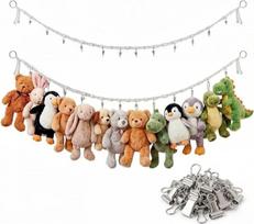 2 Stück Spielzeug-Aufbewahrungskette, Stofftier-Aufbewahrungssystem mit Entfernungs-Clips, Stofftiernetz-Organizer mit Haken zum Aufhängen, platzsparende Spielzeug-Hängematte für Plüschtiere