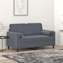 2 vietų sofa su dekoratyvine pagalvėle Sofa Sofa Lounge sofa Minkšta sofa Atsipalaiduoti sofa Dvigulė sofa Svečių sofa Loveseat Sofos svetainei Miegamojo kambarys Svečių kambarys Tamsiai pilka 120 cm Velvetas